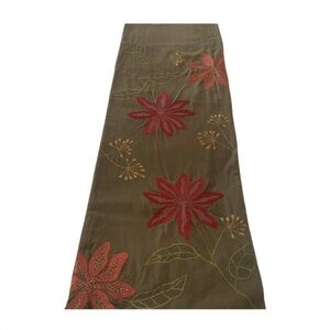 Crate&Barrel Brown Embroidered Runner      14 x90